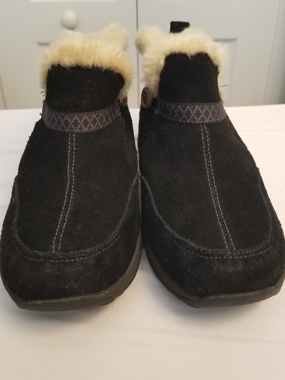 Easy Spirit Black  Suede Bootie Fuax Fur Ladies Size 8.5M Essklift
